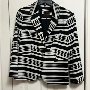 Striped Black and White Women's Blazer